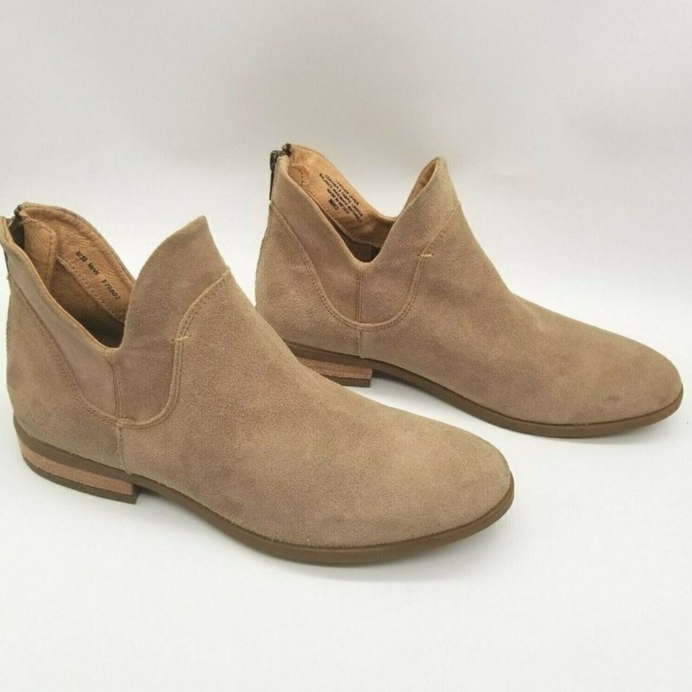 Born Arula F76602 Tan Leather Round Toe Bakc Zip Ankle Booties Size‎ 7 B14B - Picture 2 of 12